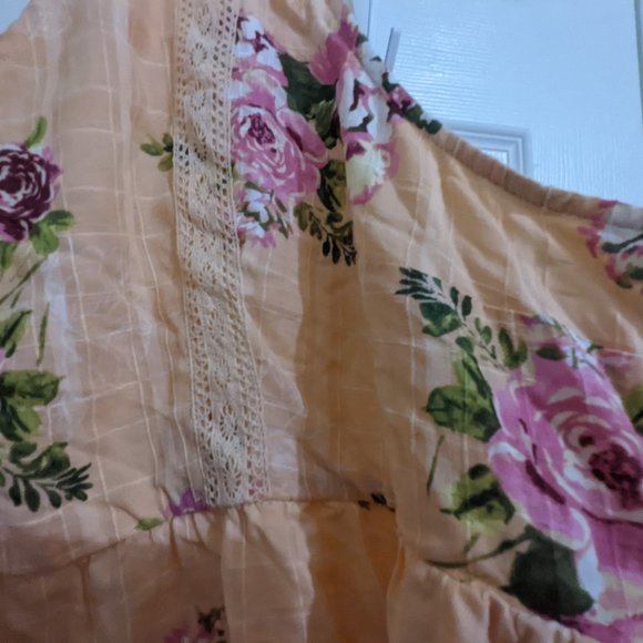 Torrid peach floral baby doll top 3/4 - Picture 5 of 8
